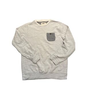 Vans‎ Mens Medium Crewneck Sweatshirt Pullover Pocket Gray Herringbone Cotton